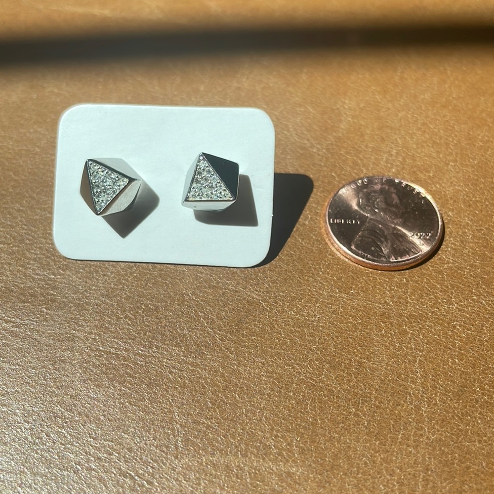 FOSSIL - Faceted Silver and Crystals Stud Earrings
